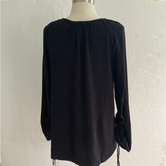 NWT ★: J.CREW Point Sur drapey open V-neck top, Black, S - Picture 6 of 10